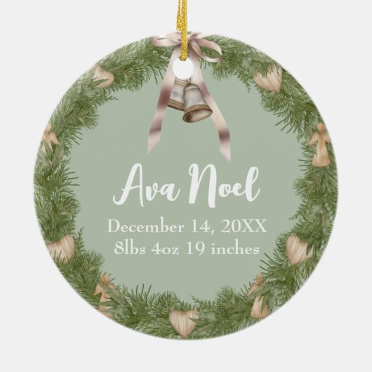 Baby's Eerste Kerstmis Geboorte Stats Kerstboom Keramisch Ornament (Achterkant)