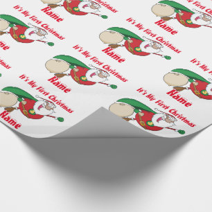 Babys Eerste Kerstmis genaamd Giftwrap SuperSanta Cadeaupapier