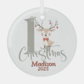Baby's Eerste Kerstmis Gepersonaliseerd Glas Ornament (Voorkant)