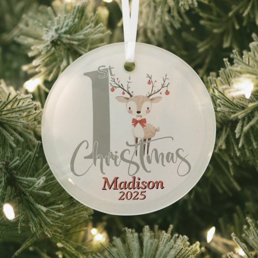 Baby's Eerste Kerstmis Gepersonaliseerd Glas Ornament (Insitu)