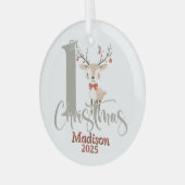 Baby's Eerste Kerstmis Gepersonaliseerd Glas Ornament (Voorkant links)