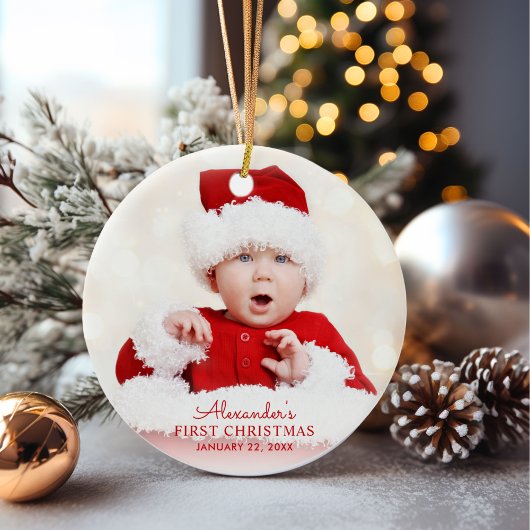 Baby's Eerste Kerstmis Gepersonaliseerd Keramisch Ornament
