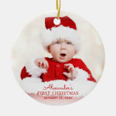 Baby's Eerste Kerstmis Gepersonaliseerd Keramisch Ornament (Voorkant)