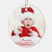 Baby's Eerste Kerstmis Gepersonaliseerd Keramisch Ornament (Links)