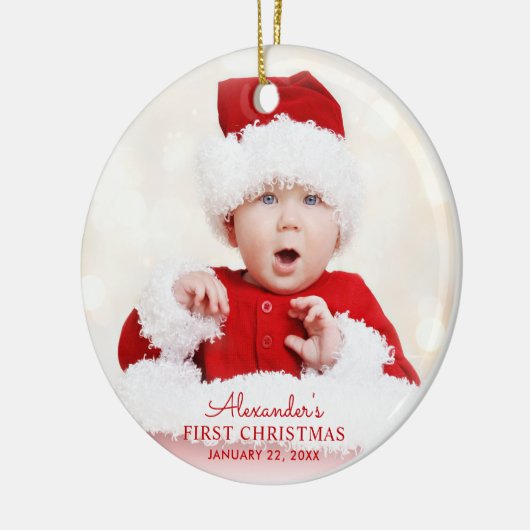Baby's Eerste Kerstmis Gepersonaliseerd Keramisch Ornament (Links)