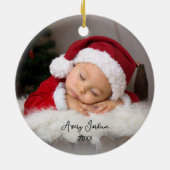 Baby's Eerste Kerstmis Gepersonaliseerd Keramisch Ornament (Achterkant)