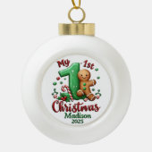 Baby's Eerste Kerstmis Gepersonaliseerd Keramische Bal Ornament (Voorkant)
