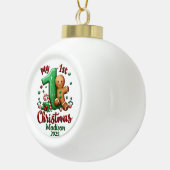 Baby's Eerste Kerstmis Gepersonaliseerd Keramische Bal Ornament (Rechts)