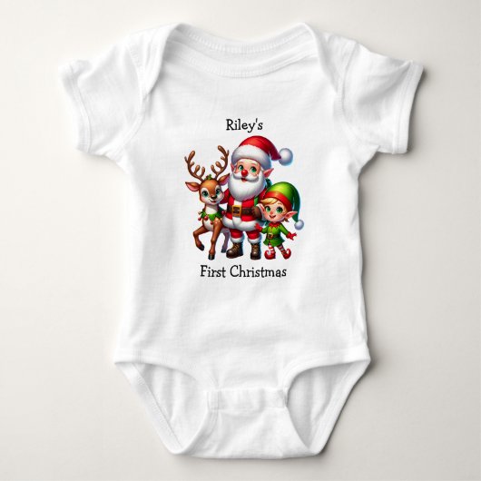 Baby's Eerste Kerstmis Gepersonaliseerd Romper (Voorkant)