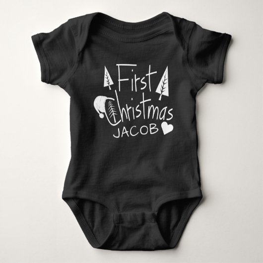 Baby's Eerste Kerstmis Gepersonaliseerd Romper (Voorkant)