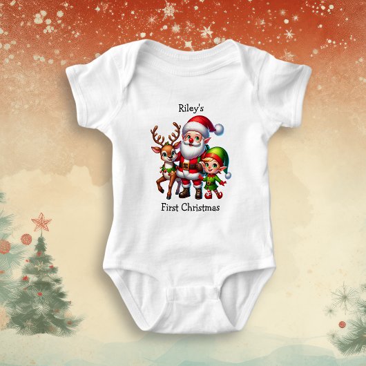 Baby's Eerste Kerstmis Gepersonaliseerd Romper