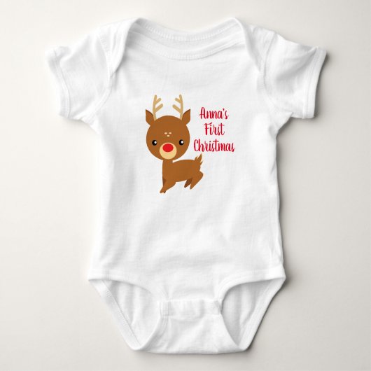 Baby's Eerste Kerstmis Gepersonaliseerd Romper (Voorkant)