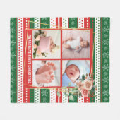 Baby's Eerste Kerstmis Gepersonaliseerde 4 Foto Fleece Deken (Voorkant (Horizontaal))