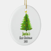 Baby's Eerste Kerstmis Gepersonaliseerde Boom-vers Keramisch Ornament (Rechts)