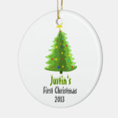 Baby's Eerste Kerstmis Gepersonaliseerde Boom-vers Keramisch Ornament (Links)