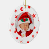 Baby's Eerste Kerstmis Gepersonaliseerde Fotoversi Keramisch Ornament (Rechts)
