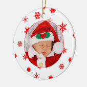 Baby's Eerste Kerstmis Gepersonaliseerde Fotoversi Keramisch Ornament (Links)