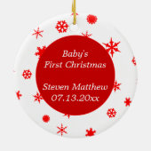 Baby's Eerste Kerstmis Gepersonaliseerde Fotoversi Keramisch Ornament (Achterkant)