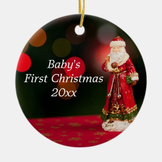 Baby's Eerste Kerstmis Gepersonaliseerde kerstkers Keramisch Ornament (Voorkant)