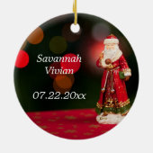 Baby's Eerste Kerstmis Gepersonaliseerde kerstkers Keramisch Ornament (Achterkant)