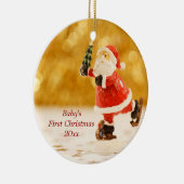 Baby's Eerste Kerstmis Gepersonaliseerde kerstkers Keramisch Ornament (Rechts)