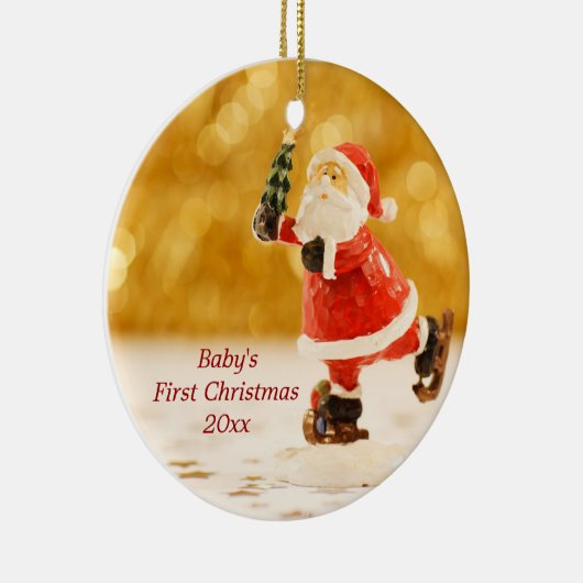 Baby's Eerste Kerstmis Gepersonaliseerde kerstkers Keramisch Ornament (Rechts)