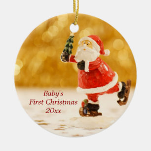 Baby's Eerste Kerstmis Gepersonaliseerde kerstkers Keramisch Ornament