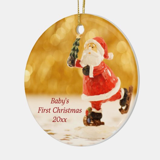 Baby's Eerste Kerstmis Gepersonaliseerde kerstkers Keramisch Ornament (Links)