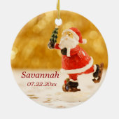 Baby's Eerste Kerstmis Gepersonaliseerde kerstkers Keramisch Ornament (Achterkant)