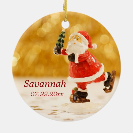 Baby's Eerste Kerstmis Gepersonaliseerde kerstkers Keramisch Ornament (Achterkant)