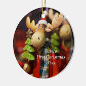 Baby's Eerste Kerstmis Gepersonaliseerde Moose Orn Keramisch Ornament (Links)