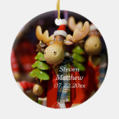 Baby's Eerste Kerstmis Gepersonaliseerde Moose Orn Keramisch Ornament (Achterkant)