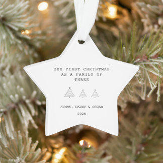 Baby's Eerste Kerstmis/Gezin Van 3 Ster Ornament