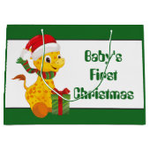 Baby's Eerste Kerstmis giraffe unisex geschenktas Groot Cadeauzakje (Voorkant)
