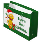 Baby's Eerste Kerstmis giraffe unisex geschenktas Groot Cadeauzakje (Voorkant Gekanteld)