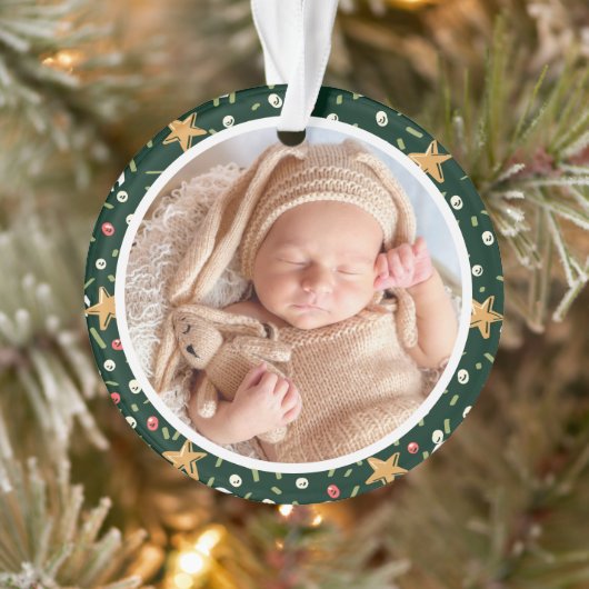 Baby's Eerste Kerstmis Groene Wrath Modern Elegant Ornament (Boom)