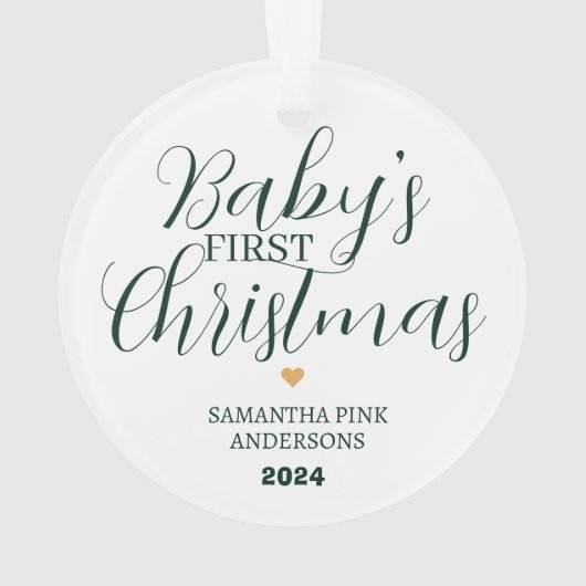 Baby's Eerste Kerstmis Groene Wrath Modern Elegant Ornament (achterkant)