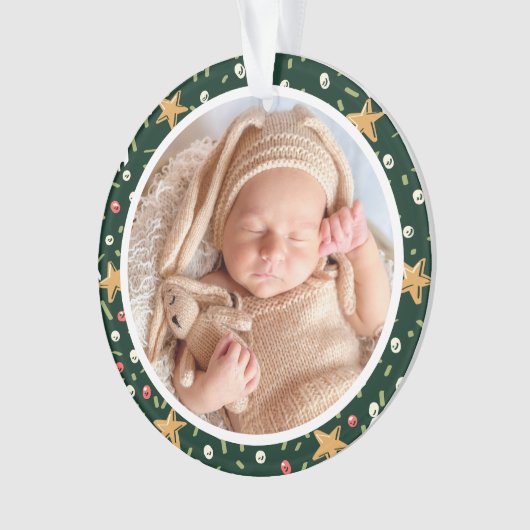 Baby's Eerste Kerstmis Groene Wrath Modern Elegant Ornament (voorkant)