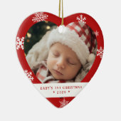 Baby's Eerste Kerstmis Hartvormige Foto Ornament (Rechts)