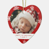 Baby's Eerste Kerstmis Hartvormige Foto Ornament (Links)
