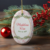 Baby's Eerste Kerstmis Ik Roze Rood Meisje Naam Fo Keramisch Ornament