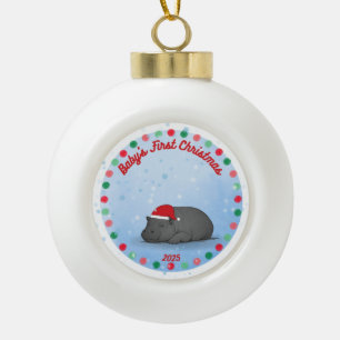 Baby's Eerste Kerstmis - Keramische Nijlpaard Orna Bal Ornament