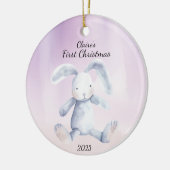 Baby's Eerste Kerstmis Konijn LavendelGepersonalis Keramisch Ornament (Links)