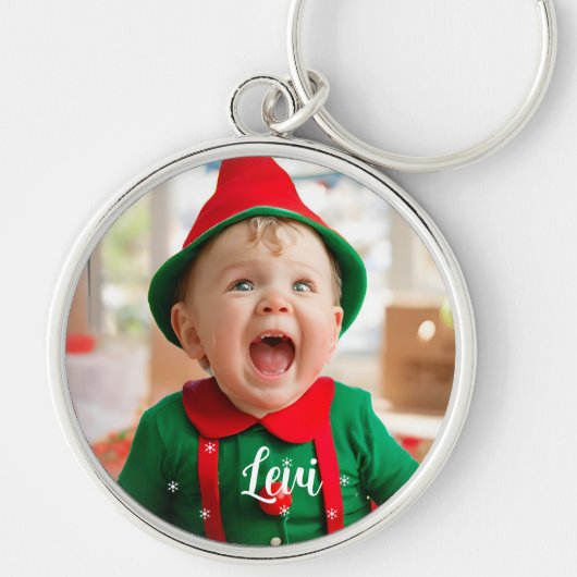 Baby's Eerste Kerstmis | Leerling Elf Sleutelhanger (Voorkant)