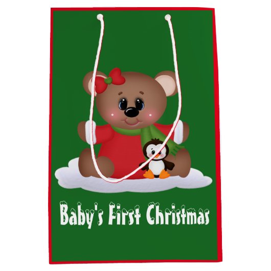 Baby's Eerste Kerstmis medium geschenk tas Medium Cadeauzakje (Voorkant)