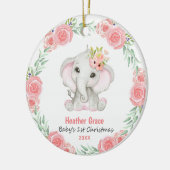 Babys Eerste Kerstmis Meisjes Olifant Gepersonalis Keramisch Ornament (Links)