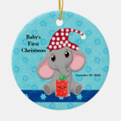 Baby's Eerste Kerstmis met Elephant Ceramic Ornam Keramisch Ornament (Voorkant)
