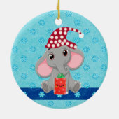 Baby's Eerste Kerstmis met Elephant Ceramic Ornam Keramisch Ornament (Achterkant)
