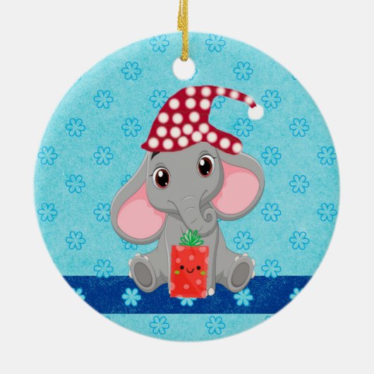 Baby's Eerste Kerstmis met Elephant Ceramic Ornam Keramisch Ornament (Achterkant)