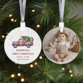 Baby's Eerste Kerstmis met Geboortestatistieken Fo Ornament